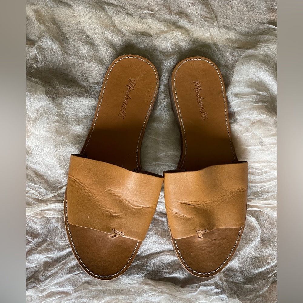 Madewell Cognac Leather Slide size 9.5